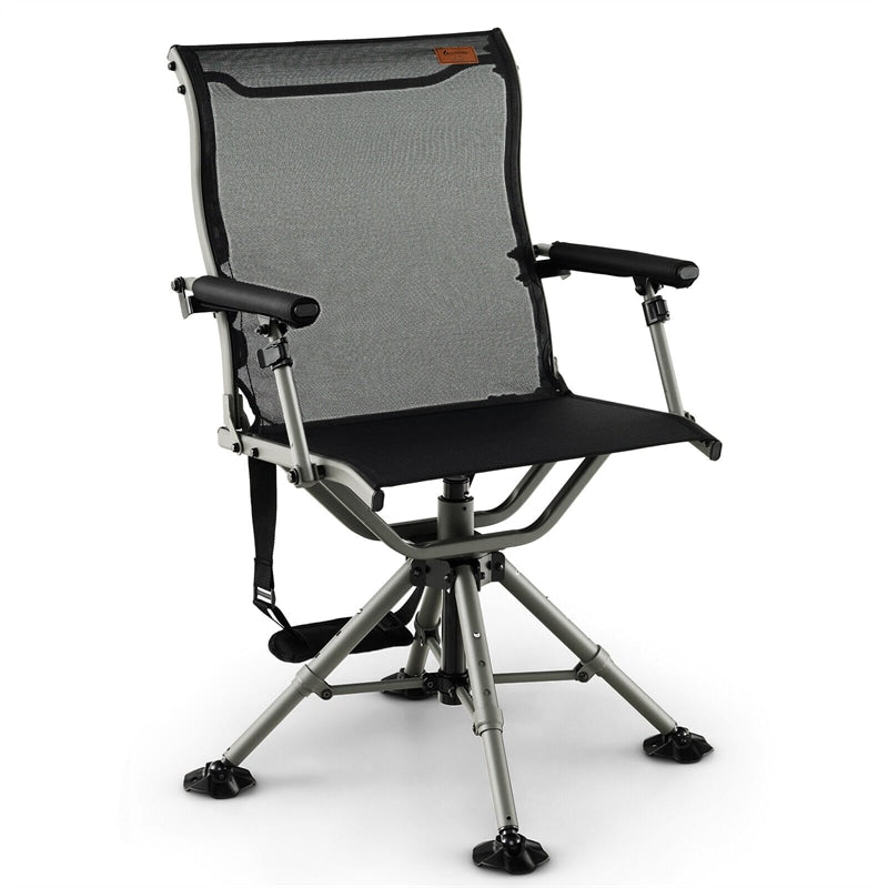 360 Degree Silent Swivel Blind Chair with 4 Adjustable Legs, Portable Folding Hunting Chairs for Blinds Fishing Camping