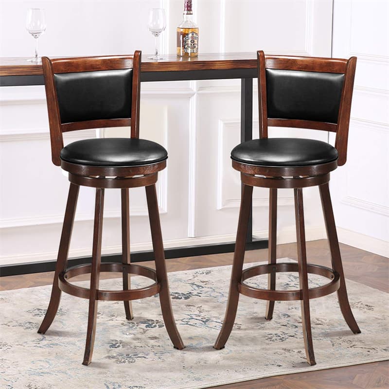 Two (2) deals Wood Beveled Seat Stools (Set)