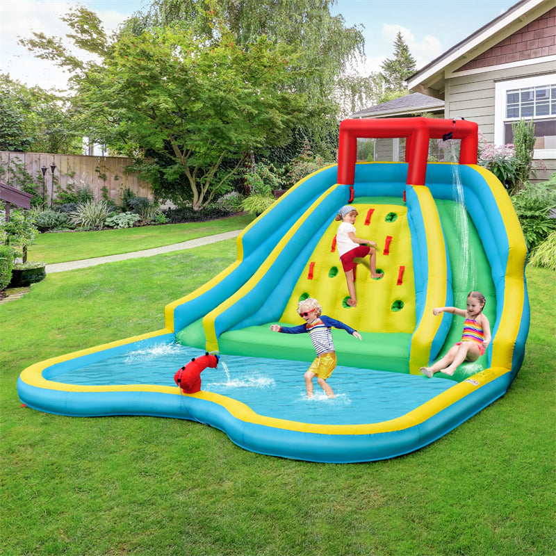 Inflatable water store slide and pool