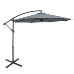 10FT Cantilever Umbrella Offset Hanging Patio Umbrella 8 Steel Ribs Outdoor Market Umbrella with Cross Base, Crank & Tilt Adjustment