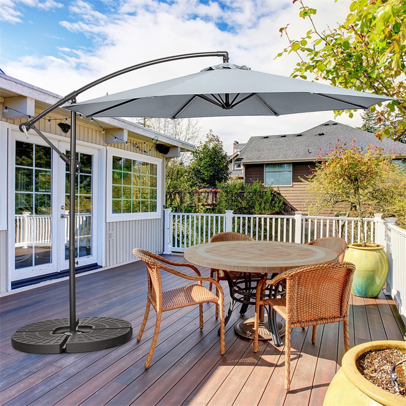 10FT Cantilever Umbrella Offset Hanging Patio Umbrella 8 Steel Ribs Outdoor Market Umbrella with Cross Base, Crank & Tilt Adjustment