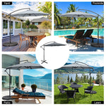 10FT Cantilever Umbrella Offset Hanging Patio Umbrella 8 Steel Ribs Outdoor Market Umbrella with Cross Base, Crank & Tilt Adjustment