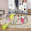 13.3FT Climbing Dome with Extended Wavy Slide, Kids Outdoor Jungle Gym Monkey Bar Geometric Dome Climber Climbing Toys for Toddlers