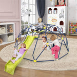 13.3FT Climbing Dome with Extended Wavy Slide, Kids Outdoor Jungle Gym Monkey Bar Geometric Dome Climber Climbing Toys for Toddlers