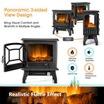 20" Electric Fireplace Stove Freestanding Fireplace Infrared Heater 1400W with Adjustable Thermostat & Realistic Flame Effect