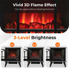 23” Electric Fireplace Stove Freestanding 3-Sided Fireplace Heater 1400W with Remote Control, 3-Level Dimmable Flame Effect, 6H Timer, Overheat Protection