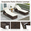 2PCS Patio Chaise Lounge Outdoor Rattan Lounge Chair Metal Frame Reclining Pool Chair with 6-Level Adjustable Backrest, Cushions, Headrests