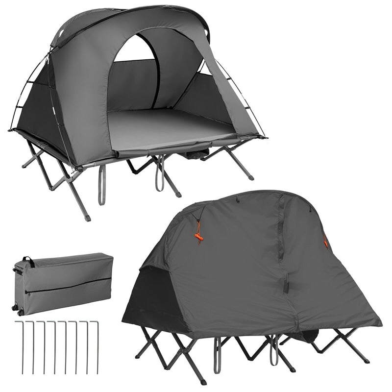 Outsunny All-in-One Folding Camping Cots for Adults, Elevated Tent