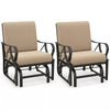 2PCS Outdoor Patio Glider Rocker Heavy-Duty Metal Frame Rocking Chair with Soft Cushions & Ergonomic Curved Armrests
