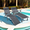 2Pcs Outdoor Aluminum Folding Chaise Lounge Patio Reclining Pool Lounge Chair with Headrest Pillow, 8-Level Adjustable Backrest & 2 Leg Positions