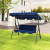 3 Person Porch Swing Outdoor Patio Canopy Swing Chair Swing Glider Hammock with Removable Cushions & Powder-Coated Steel Frame