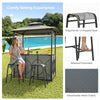 3PCS Patio Bar Set Grill Gazebo & 2 Bar Stools with Tempered Glass Bar Table, Metal Storage Shelves, Outdoor 2-Tier Vented Top Canopy BBQ Gazebo