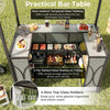 3PCS Patio Bar Set Grill Gazebo & 2 Bar Stools with Tempered Glass Bar Table, Metal Storage Shelves, Outdoor 2-Tier Vented Top Canopy BBQ Gazebo