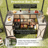 3PCS Patio Bar Set Grill Gazebo & 2 Bar Stools with Tempered Glass Bar Table, Metal Storage Shelves, Outdoor 2-Tier Vented Top Canopy BBQ Gazebo