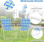 4 Pack Folding Beach Chairs Webbed Lawn Chairs Portable Lightweight Camping Chair with Armrest & Steel Frame