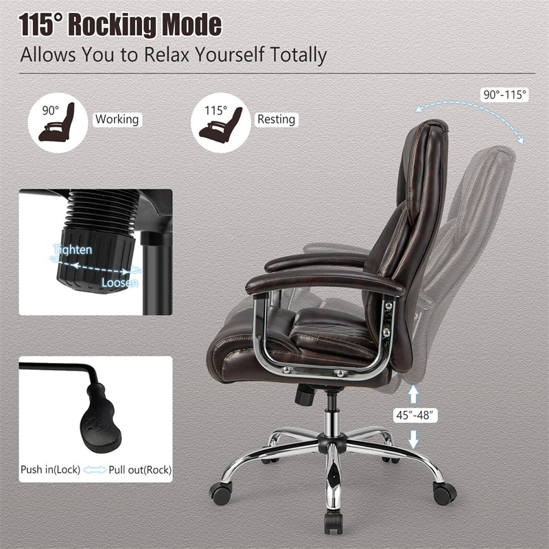 Giantex 500LBS Big and Tall Office Chair, Wide Seat Large Leather Executive  Chair w/Heavy Duty Metal Base, Height Adjustable Swivel Computer Task Desk
