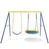 660lbs Heavy Duty Metal A-Frame Swing Set Extra Large Swing Stand with 2 Saucer Swings, Ground Stakes, Adjustable Ropes for Indoor Outdoor