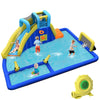 Inflatable Water Slide 6-in-1 Kids Giant Waterslide Park with Dual Water Cannons, Soccer Goal, Splash Pool, Climbing Wall & 735W Air Blower