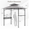 8 x 5Ft Grill Gazebo 2-Tier Canopy Outdoor Barbecue Gazebo with 2 Shelves & Storage Baskets for Backyard Garden Poolside