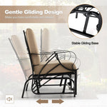 2PCS Outdoor Patio Glider Rocker Heavy-Duty Metal Frame Rocking Chair with Soft Cushions & Ergonomic Curved Armrests