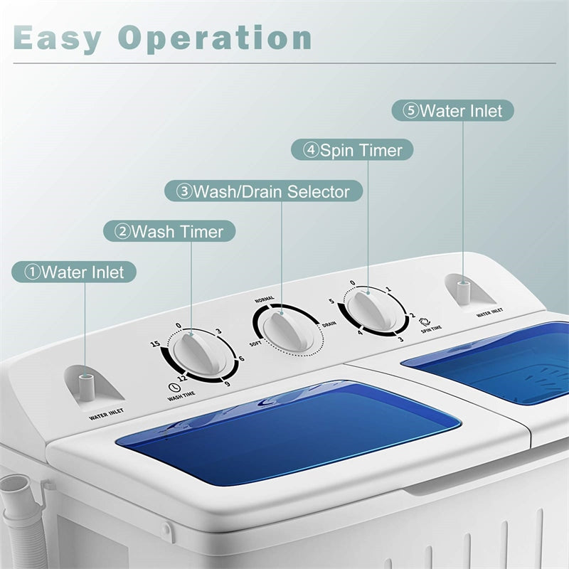Great Choice Products Mini Compact Twin Tub Portable Washing