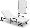 Folding Bed with Mattress, Portable Rollaway Guest Bed with Lockable Wheels, 6-position Adjustable Backrest & Side Storage Pocket, 660 LBS