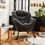 Modern Fabric Lazy Chair Upholstered Accent Sofa Chair Padded Leisure Lounge Armchair with Storage Pocket