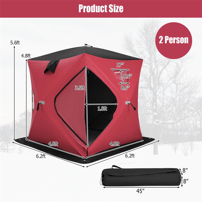Fishing Shelter Portable Ice Fishing Tent Thermal Ice Fishing Shanty 1-2  People 