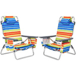 2 Pack Backpack Beach Chairs, Folding Camping Chairs 5-Position Reclining Beach Chairs with Armrests, Cooler Bag, Cup Holder, Side Pockets