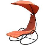 Patio Hanging Chaise Lounge Swing Lounge Chair with Removable Canopy