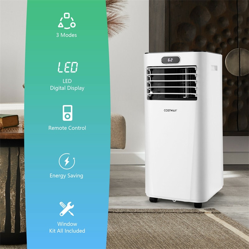 6000 BTU Portable Air Conditioner Cools 350 Sq.ft with Remote Control, 10000 BTU ASHRAE 3-in-1 Air Cooler w/ Drying Fan Sleep Mode for Home