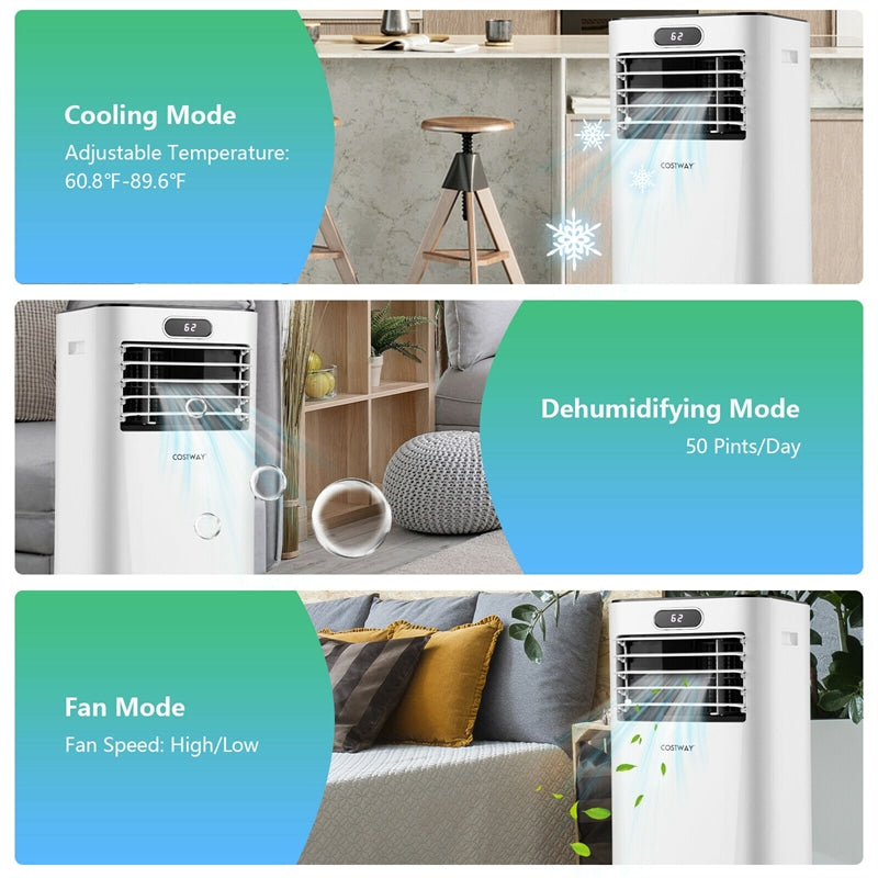 6000 BTU Portable Air Conditioner Cools 350 Sq.ft with Remote Control, 10000 BTU ASHRAE 3-in-1 Air Cooler w/ Drying Fan Sleep Mode for Home