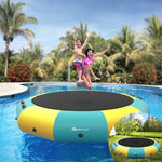 10FT Inflatable Water Trampoline Floating Lake Trampoline with 500W Electric Inflator & Rope Ladder, Recreational Water Bouncer for Pool