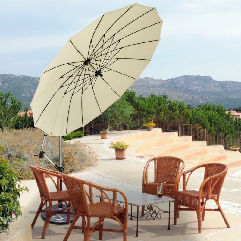 10 Ft Outdoor Patio Offset Umbrella Cantilever Umbrella with Crank & Cross Base