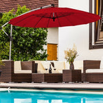 10 Ft Outdoor Patio Offset Umbrella Cantilever Umbrella with Crank & Cross Base