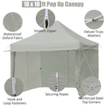 10' x 10' Pop up Canopy Tent Commercial Instant Canopy with 5 Removable Zippered Sidewalls & Adjustable Awning