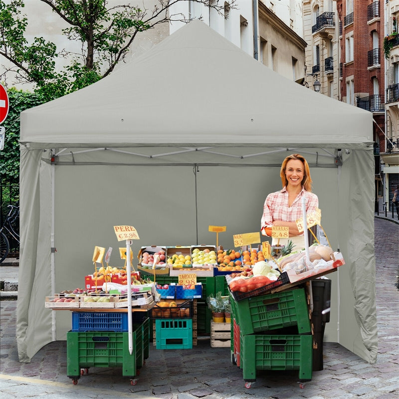 10' x 10' Pop up Canopy Tent Commercial Instant Canopy with 5 Removable Zippered Sidewalls & Adjustable Awning