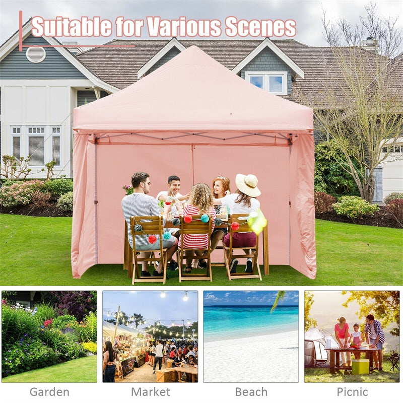 10' x 10' Pop up Canopy Tent Commercial Instant Canopy with 5 Removable Zippered Sidewalls & Adjustable Awning