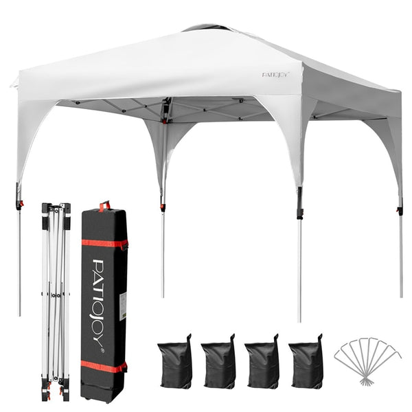 10x10FT Commercial Pop-Up Canopy with Adjustable Height & Roller Bag, Heavy Duty Gazebo Tent Instant Shelter for Camping, Parties, Backyard