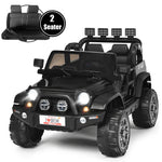 2-Seater Kids Ride on Truck, 12V Battery Powered Electric Vehicle with Remote Control & Lights for Boys Girls Gifts