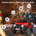 2-Seater Kids Ride on Truck, 12V Battery Powered Electric Vehicle with Remote Control & Lights for Boys Girls Gifts