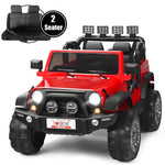 2-Seater Kids Ride on Truck, 12V Battery Powered Electric Vehicle with Remote Control & Lights for Boys Girls Gifts