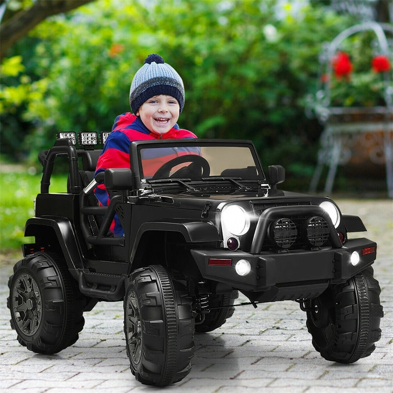 12V Kids Ride-On Truck, Battery Powered Electric Ride-On Car with Remote Control, LED Lights, Double Open Doors, Music & MP3 Player