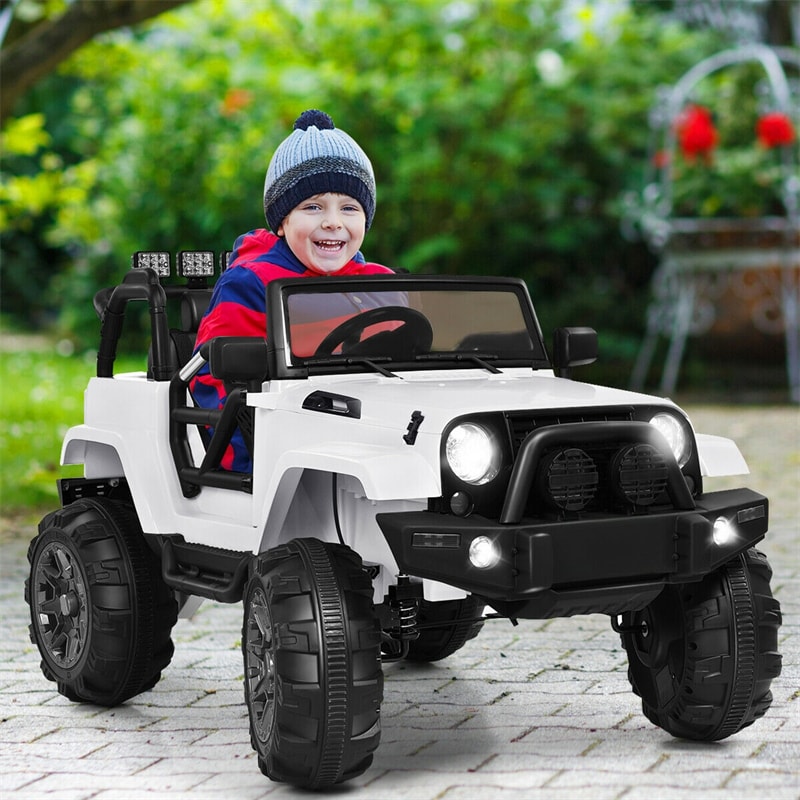 12V Kids Ride-On Truck, Battery Powered Electric Ride-On Car with Remote Control, LED Lights, Double Open Doors, Music & MP3 Player