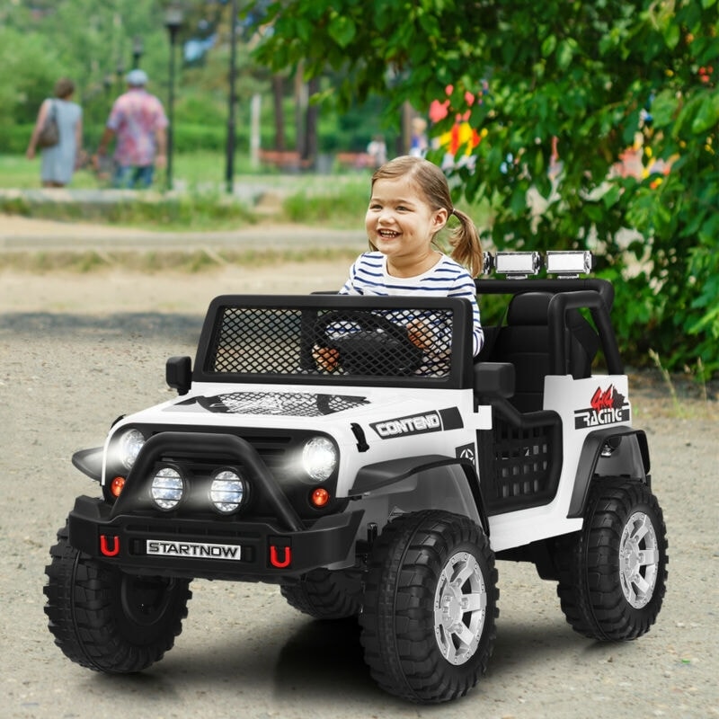 2-Seater Ride On Truck, 12V Battery Powered Electric Vehicle with Remote Control, LED Lights & Music, Ride On Car for Kids