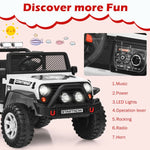 2-Seater Ride On Truck, 12V Battery Powered Electric Vehicle with Remote Control, LED Lights & Music, Ride On Car for Kids