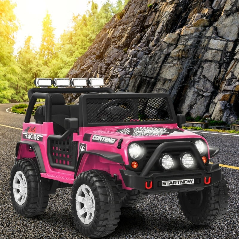 2-Seater Ride On Truck, 12V Battery Powered Electric Vehicle with Remote Control, LED Lights & Music, Ride On Car for Kids