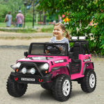 2-Seater Ride On Truck, 12V Battery Powered Electric Vehicle with Remote Control, LED Lights & Music, Ride On Car for Kids