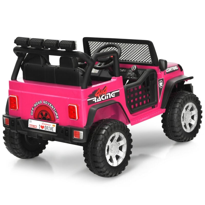 2-Seater Ride On Truck, 12V Battery Powered Electric Vehicle with Remote Control, LED Lights & Music, Ride On Car for Kids