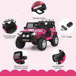 2-Seater Ride On Truck, 12V Battery Powered Electric Vehicle with Remote Control, LED Lights & Music, Ride On Car for Kids